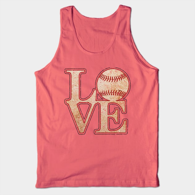LOVE BASEBALL MOM Vintage Distressed Baseball Textured Appearance Tank Top by TeeCreations
